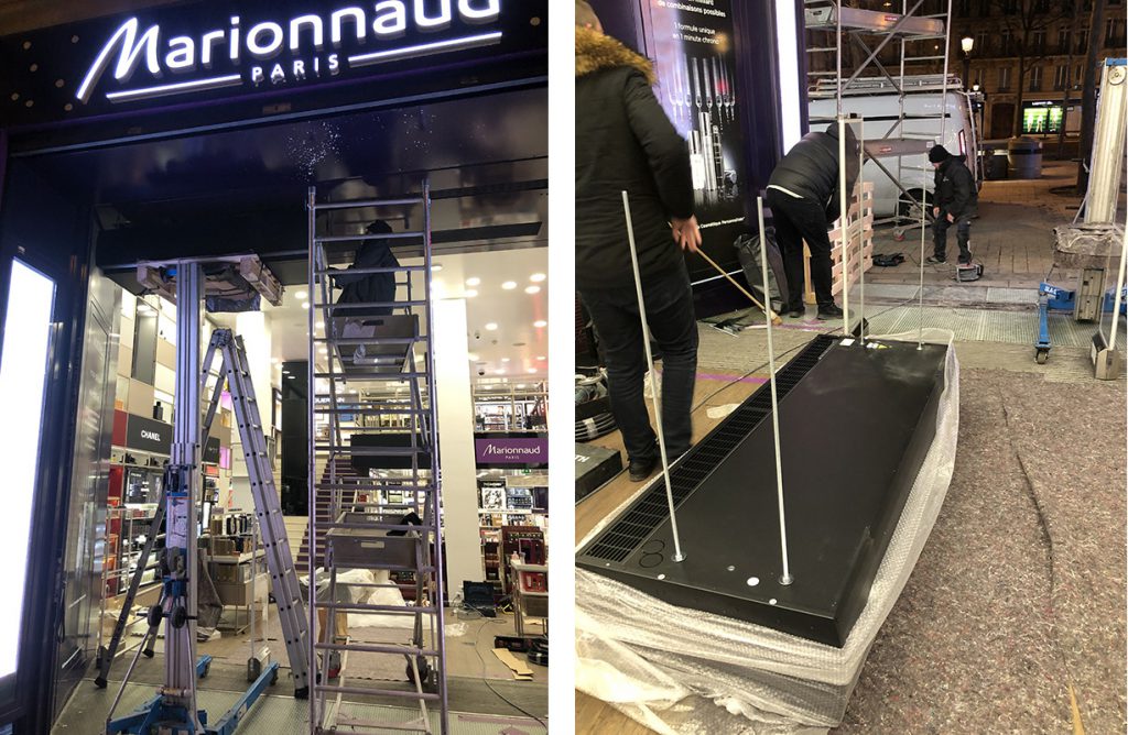Montage et installation du rideau d'air chaud sur-mesure