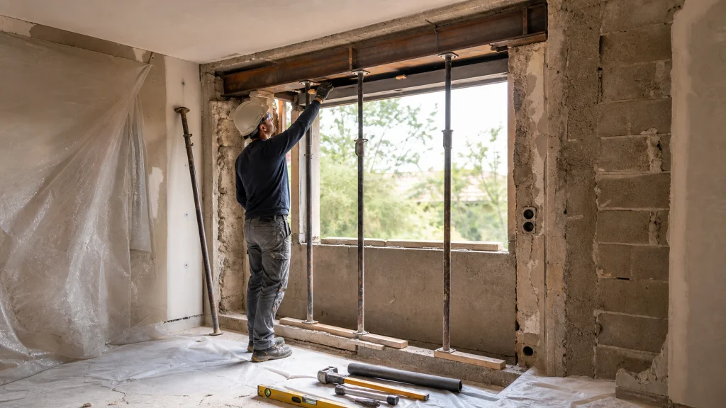 Illustration éditoriale pour l’article « Comment agrandir un linteau de fenêtre en toute sécurité »