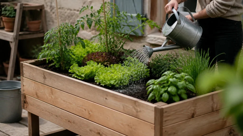 Illustration éditoriale pour l’article « Réussir votre culture en bac hors sol pour un potager sain »