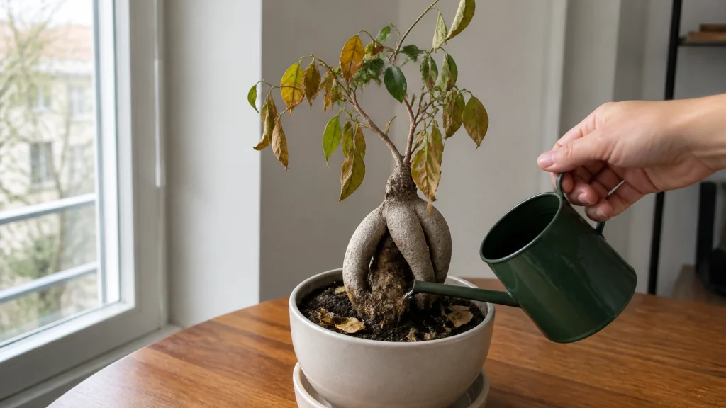 Illustration éditoriale pour l’article « Comment sauver votre ficus ginseng mort ou mal en point »